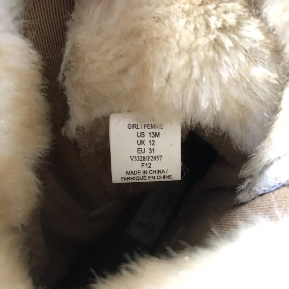 Lands End Girls Suede Faux Fur Winter Boots Size 13
